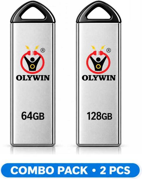 OLYWIN V220W Pen Dive 128GB\64GB 2pic combo 128 GB Pen Drive Compatible with Audio Player, Desktop Computer, Gaming Console, Mobile, Laptop, Tablet USB 2.0, USB 3.0 Metal Case