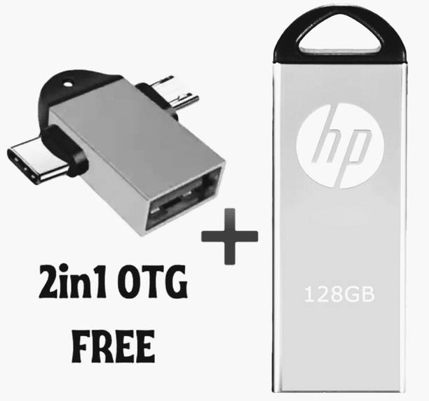 HP v 220W 128 GB Pen Drive Compatible with Audio Player, Desktop Computer, Gaming Console, Laptop, Mobile, Netbook, Tablet, Television USB 2.0 Metal Case