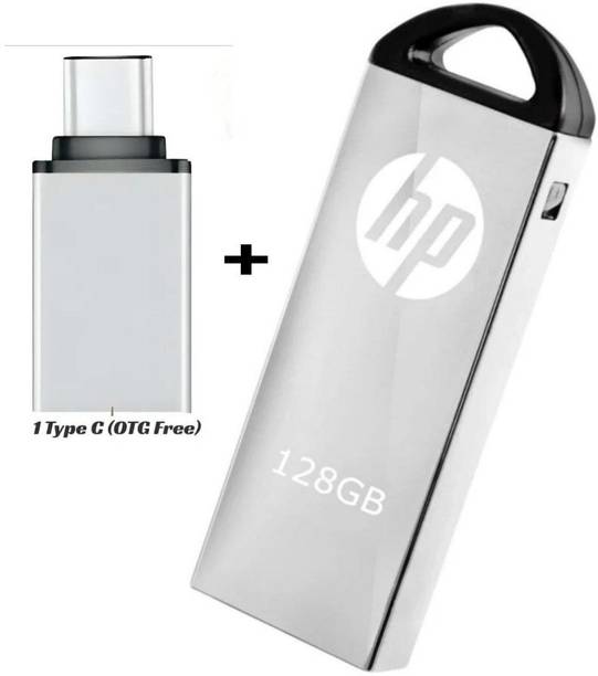 HP v220n 128 GB Pen Drive Compatible with Laptop, Audio Player, Desktop Computer, Gaming Console, Mobile, Tablet USB 2.0, USB 3.0 Metal Case