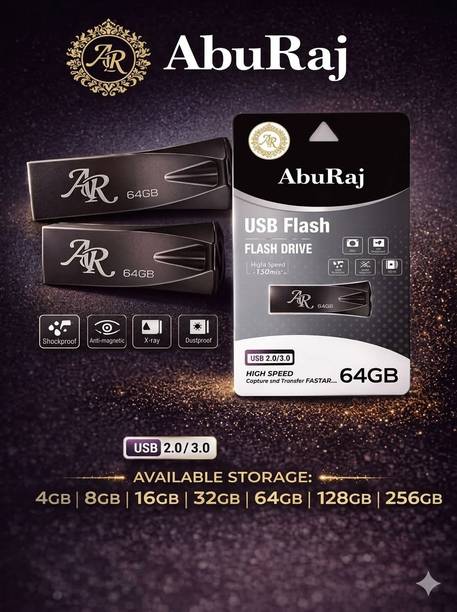 Aburaj 3.0 64 GB , Flash Drive, Upto 130 MB/s R, Pendrive, Metal 64 GB Pen Drive Compatible with Audio Player, Desktop Computer, Gaming Console, Laptop, Mobile, Television USB 3.0 Metal Case