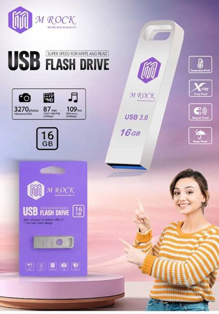 M Rock 16 GB USB Flash Drive 3.0 pendrive 16 GB Pen Drive Compatible with Audio Player, Desktop Computer, Gaming Console, Laptop, Mobile, Netbook, Tablet, Television USB 3.0 Metal Case
