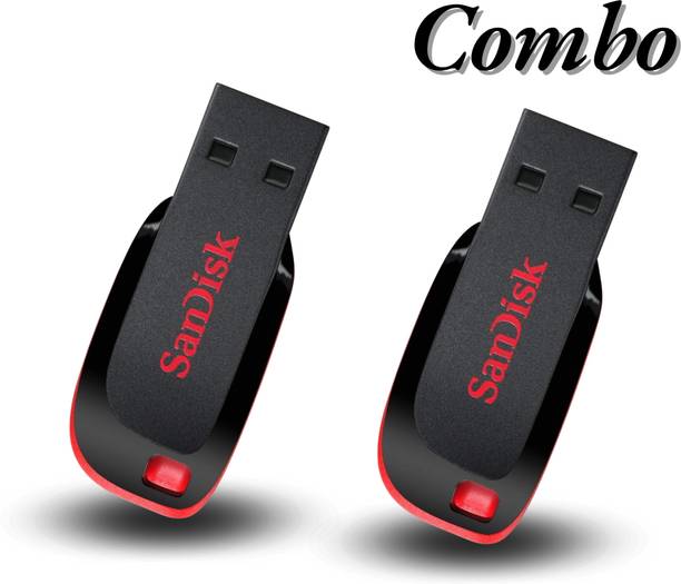 SanDisk Pendrive 128GB 2.0 Cruze Blade SDCZ50 Combo Pack of 2 128 GB Pen Drive Compatible with Mobile, Laptop, Desktop Computer, Tablet, Television, Gaming Console USB 2.0 Plastic Case
