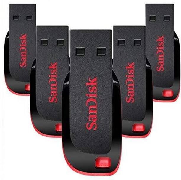 SanDisk Cruzer Blade USB 2.0 32gb Pendrive Pack of-5 32 GB Pen Drive Compatible with Audio Player, Desktop Computer, Gaming Console, Laptop, Mobile, Tablet, Netbook, Television USB 2.0 Plastic Case