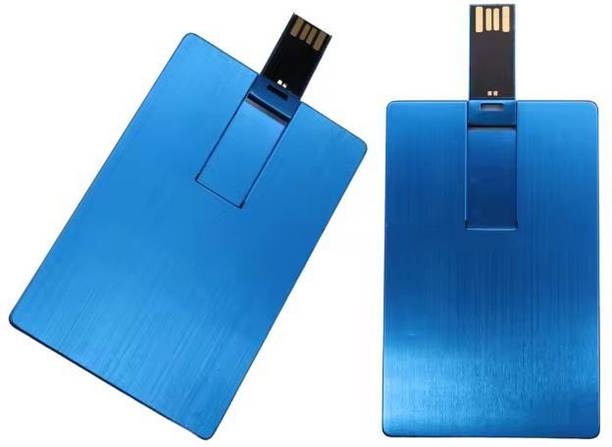Techbae SLIMMEST BLUE METAL CARD PEN DRIVE 64 GB Pen Drive Compatible with Desktop Computer, Audio Player, Television USB 2.0 Metal Case