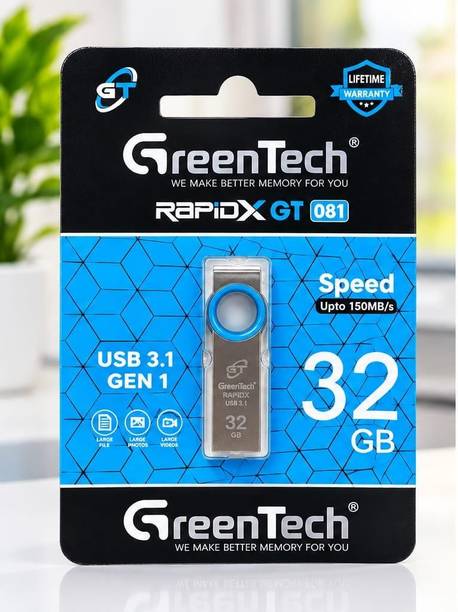 GREEN TECH Rapidx GT081 USB 3.1 GEN 1 32 GB Pendrive 32 GB Pen Drive Compatible with Desktop Computer, Laptop, Television USB 3.1 Metal Case