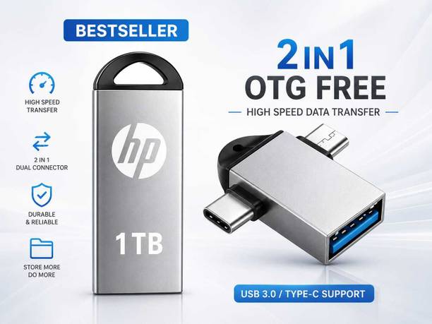 HP W220 1 TB Pen Drive Compatible with Audio Player, Desktop Computer, Gaming Console, Laptop, Mobile, Netbook, Tablet, Television USB 3.0 Metal Case