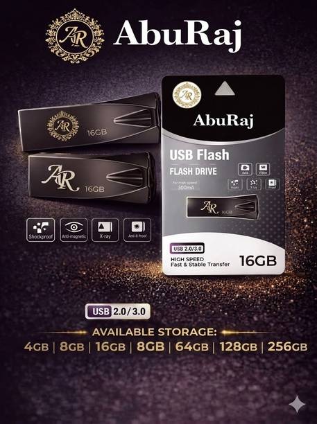 Aburaj 3.0 16 GB, Flash Drive, Upto 130 MB/s R, Pendrive, Metal 16 GB Pen Drive Compatible with Audio Player, Desktop Computer, Gaming Console, Laptop, Mobile, Television USB 3.0 Metal Case