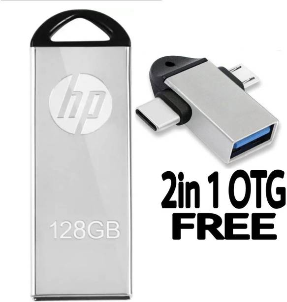 HP Flash Drive 128 GB Pen Drive Compatible with Audio Player, Desktop Computer, Gaming Console, Laptop, Mobile, Tablet USB 2.0 Metal Case