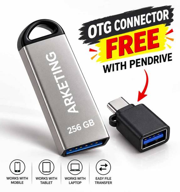 ARKETING ARK-USB256-005 256 GB Pen Drive Compatible with Audio Player, Desktop Computer, Gaming Console, Laptop, Mobile, Netbook, Tablet, Television USB 2.0, USB 3.0 Metal Case