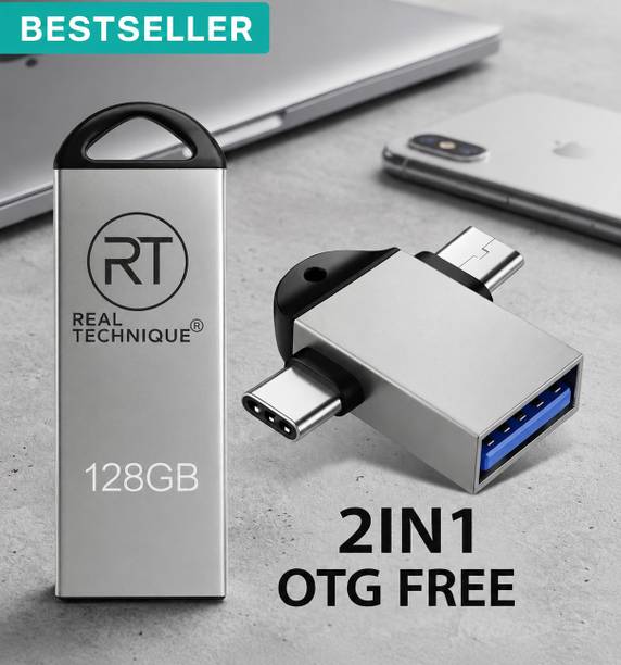REAL TECHNIQUE V221R 128 GB Pen Drive Compatible with Audio Player, Desktop Computer, Gaming Console, Laptop, Mobile, Netbook, Tablet, Television USB 2.0, USB 3.0 Metal Case