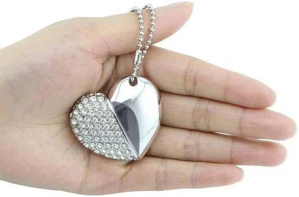 sippytales Premium Metal Heart Shape Jewellery USB Flash Drives for Gifting 8 GB Pen Drive Compatible with Desktop Computer, Laptop, Television USB 2.0 Metal Case