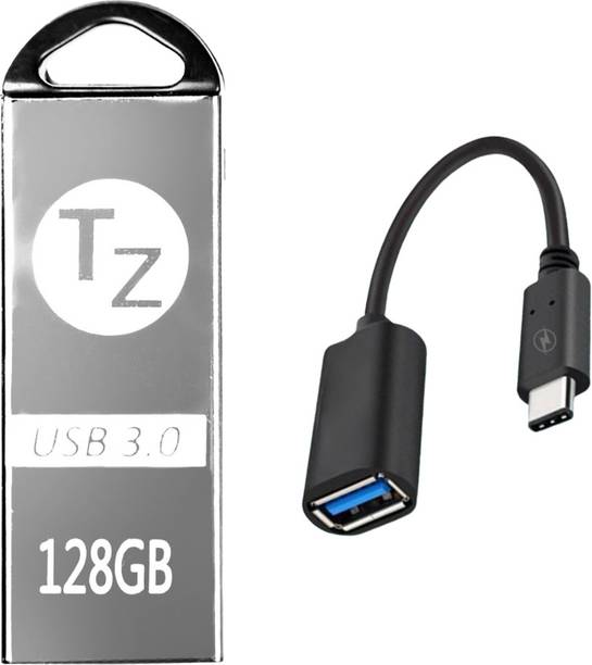T ZED C TYPE OTG CABLE AA+ 128 GB Pen Drive Compatible with Television, Tablet, Mobile, Laptop, Gaming Console, Desktop Computer, Audio Player USB 3.0, USB 2.0 Metal Case