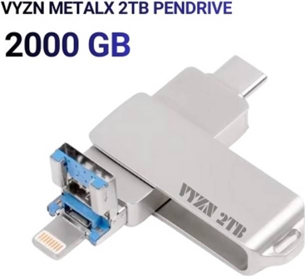Vyzn Global Vyzn Metalx 2TB 2 TB Pen Drive Compatible with Mobile, Tablet, Laptop, Desktop Computer, Gaming Console, Desktop Computer, Television, Audio Player USB 3.0 Metal Case