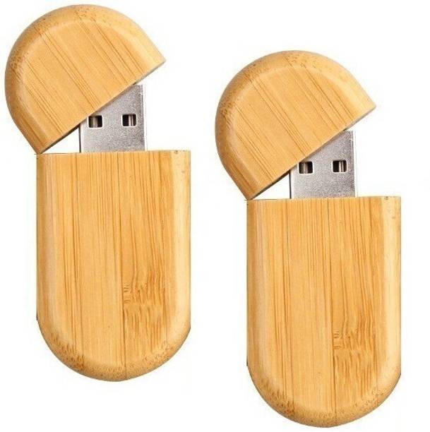 KBR PRODUCT 1+1 combo attractive wooden oval shape high speed USB 2.0 flash drive 32 GB Pen Drive Compatible with Gaming Console, Desktop Computer, Audio Player, Television, Laptop USB 2.0 Plastic Case