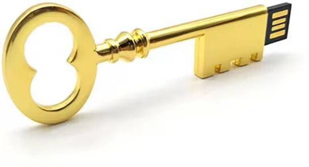 sippytales Premium Gold Key Shape USB Flash Drives 128 GB Pen Drive Compatible with Desktop Computer, Laptop, Television USB 2.0 Metal Case