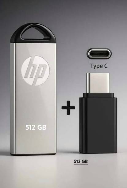 HP V220 512 GB Pen Drive Compatible with Laptop, Gaming Console, Audio Player, Tablet, Mobile, Desktop Computer USB 3.0, USB 2.0 Metal Case