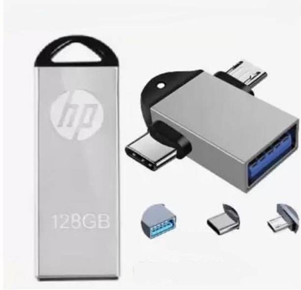 HP v220w 2IN OTG 128 GB Pen Drive Compatible with Laptop USB 2.0 Metal Case