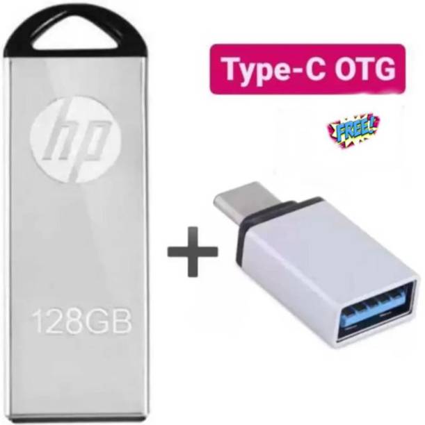 HP V220W OTG FREE 128 GB Pen Drive Compatible with Audio Player, Desktop Computer, Laptop, Mobile, Tablet USB 2.0, USB 3.0 Metal Case