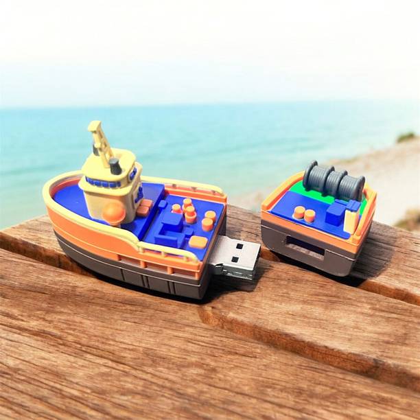 Techbae Silicon Boat Shape Pendrive 32 GB Pen Drive Compatible with Desktop Computer USB 2.0 Rubber Case