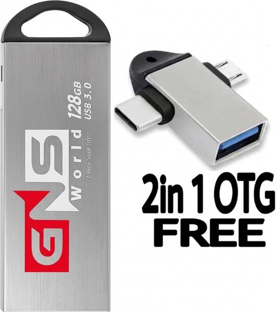 GNS World G54-128GB 2IN1 OTG 128 GB Pen Drive Compatible with Audio Player, Desktop Computer, Gaming Console, Laptop, Mobile, Netbook, Tablet, Television USB 2.0 Metal Case