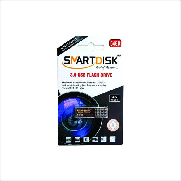 SMART DISK USB 3.2 Classic 64 GB Pen Drive Compatible with Laptop, Desktop Computer, Television USB 3.2 Plastic Case