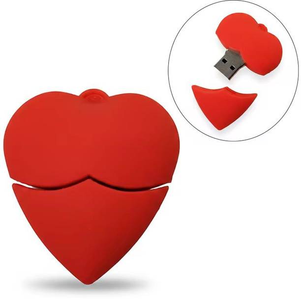sippytales Premium Heart USB Flash Drives for Valentines, Gifting 4 GB Pen Drive Compatible with Desktop Computer, Television, Laptop USB 2.0 Rubber Case