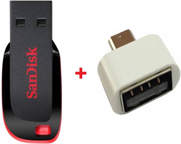 SanDisk 64GB Cruzer Blade Pen Drive with Micro OTG Adapter 64 GB Pen Drive Compatible with Mobile, Laptop, Desktop Computer, Audio Player, Tablet, Television USB 2.0 Plastic Case