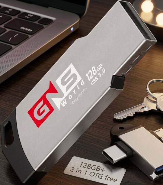 GNS World GNSG-55 128GB 2IN1 OTG 128 GB Pen Drive Compatible with Desktop Computer, Audio Player, Gaming Console, Mobile USB 2.0 Metal Case