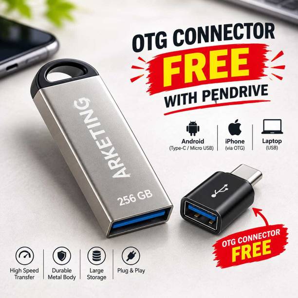 ARKETING ARK-USB256-00115 256 GB Pen Drive Compatible with Audio Player, Desktop Computer, Gaming Console, Laptop, Mobile, Netbook, Tablet, Television USB 2.0, USB 3.0 Metal Case