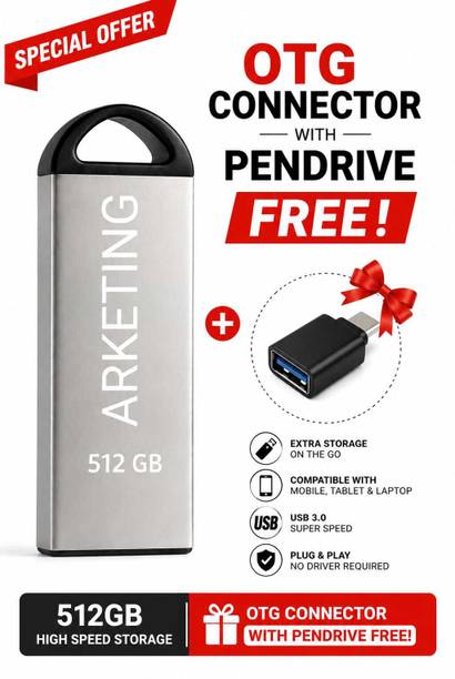 ARKETING ARK-512-PD-016 512 GB Pen Drive Compatible with Audio Player, Desktop Computer, Gaming Console, Laptop, Mobile, Netbook, Tablet, Television USB 2.0, USB 3.0 Metal Case