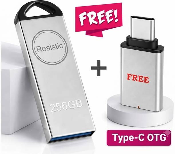 Realstic 256 GB Pen Drive with Type C OTG 256 GB Pen Drive Compatible with Audio Player, Desktop Computer, Gaming Console, Laptop, Mobile, Netbook, Tablet, Television USB 3.0 Metal Case