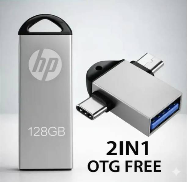 HP 128GB with 2in1 OTG Free Connecter 128 GB Pen Drive 128 GB Pen Drive Compatible with Mobile, Gaming Console USB 2.0 Metal Case