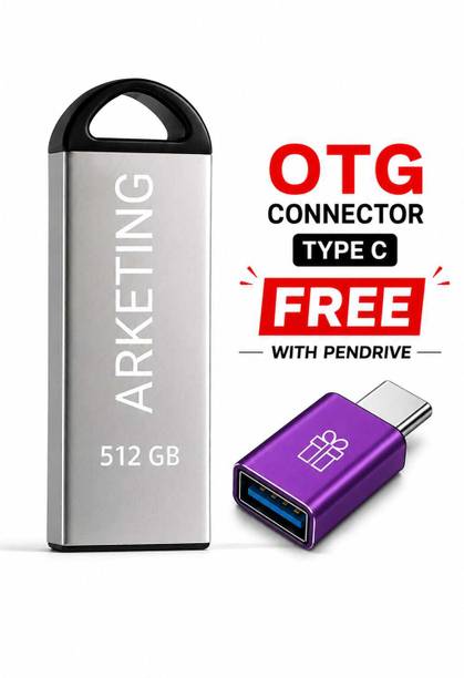 ARKETING ARK-512-PD-045 512 GB Pen Drive Compatible with Audio Player, Desktop Computer, Gaming Console, Laptop, Mobile, Netbook, Tablet, Television USB 2.0, USB 3.0 Metal Case