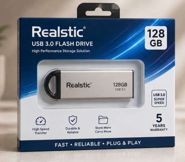 Realstic Realstic128gb pendrive 1 128 GB Class 3 Class 10 128 MB/s  Memory Card Compatible with Camera, Computer, Tablet, Mobile