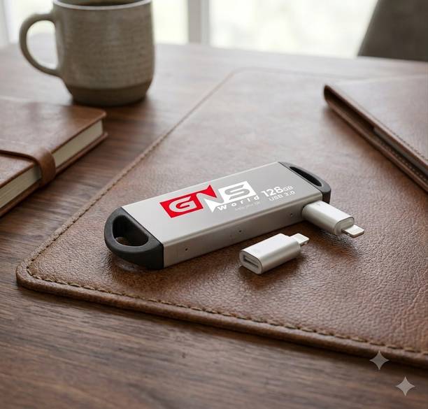 GNS World G54-128GB+IP OTG 128 GB Pen Drive Compatible with Audio Player, Desktop Computer, Gaming Console USB 2.0, USB 3.0 Metal Case
