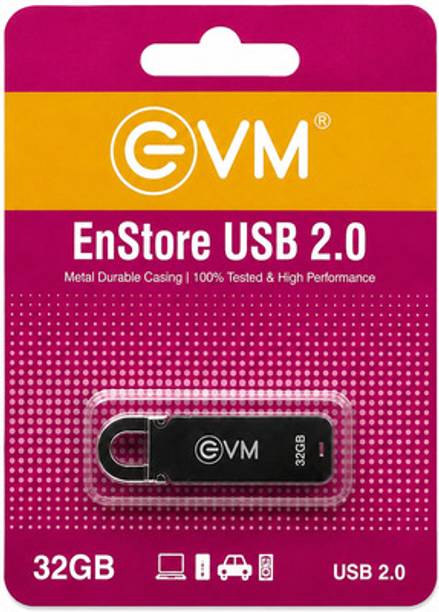 EVM Enstore Evm32gb 32 GB Pen Drive Compatible with Audio Player, Desktop Computer, Laptop, Mobile, Tablet, Television USB 2.0 Metal Case