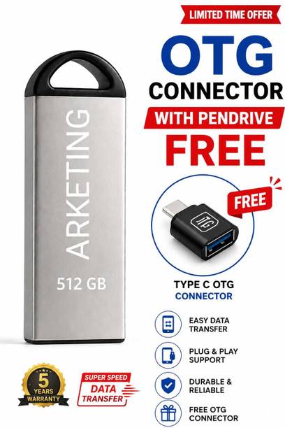 ARKETING ARK-512-PD-012 512 GB Pen Drive Compatible with Audio Player, Desktop Computer, Gaming Console, Laptop, Mobile, Netbook, Tablet, Television USB 2.0, USB 3.0 Metal Case