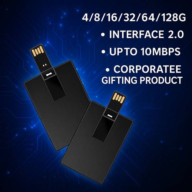 Techbae Slimmest Black Metal Card Pen Drive 32 GB Pen Drive Compatible with Audio Player, Desktop Computer, Television, Gaming Console USB 2.0 Metal Case