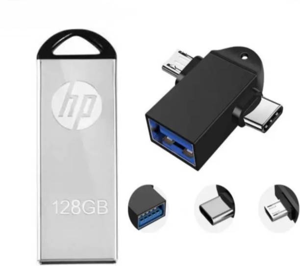 HP 128gb Pendrive 2in1 Otg Free 128 GB OTG Drive Compatible with Laptop, Desktop Computer USB 2.0 Metal Case