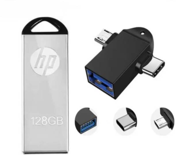 HP 128gb Pendrive 2in1 Otg Free 128 GB OTG Drive Compatible with Laptop, Desktop Computer USB 2.0 Metal Case