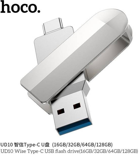 HOCO 64 GB Dual Drive 2-IN-1 OTG Pen Drive (Silver, Type A to Type C) 64 GB OTG Drive 64 GB OTG Drive Compatible with Mobile, Laptop, Gaming Console, Desktop Computer USB 3.0 Metal Case