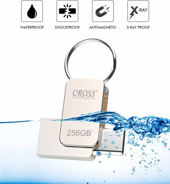 CROSS ®TYPE C 2 in 1 Flash Drive with TYPE C, USB A, PenDrive for ANDROID 256 GB OTG Drive Compatible with Mobile, Laptop, Gaming Console, Desktop Computer, Television USB 3.0 Metal Case
