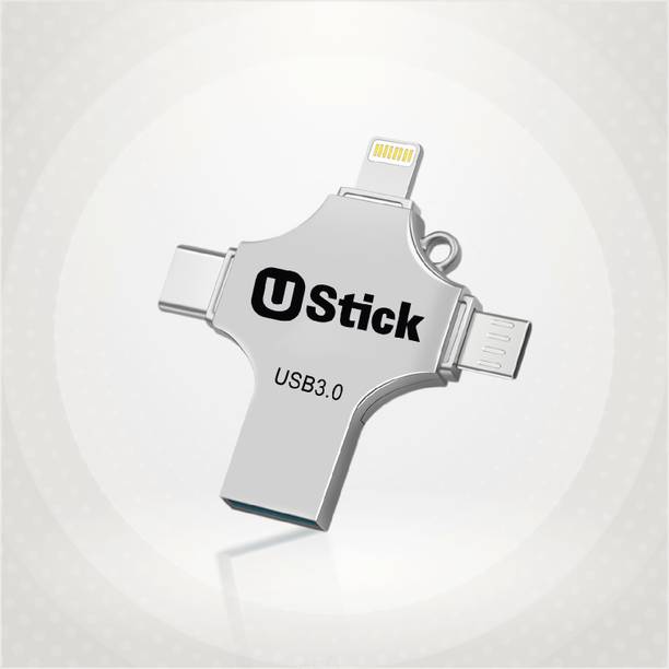 UStick 2 TB GB 4 in 1 Pen Drive with Micro USB, USB A, Type-C for iOS & Android 2 TB OTG Drive Compatible with Audio Player, Desktop Computer, Gaming Console, Laptop, Mobile, Netbook, Tablet, Television USB 3.2 Metal Case