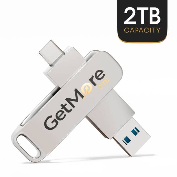 Getmor computer and mobile storage type-C and usb type-A 2 TB OTG Drive Compatible with Desktop Computer, Laptop, Mobile, Television, Audio Player USB 3.0 Metal Case