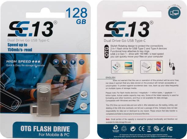 SE.13 128GB OTG PENDRIVE TYPE-C 128 OTG Drive Compatible with Mobile, Laptop USB 2.0 Metal Case