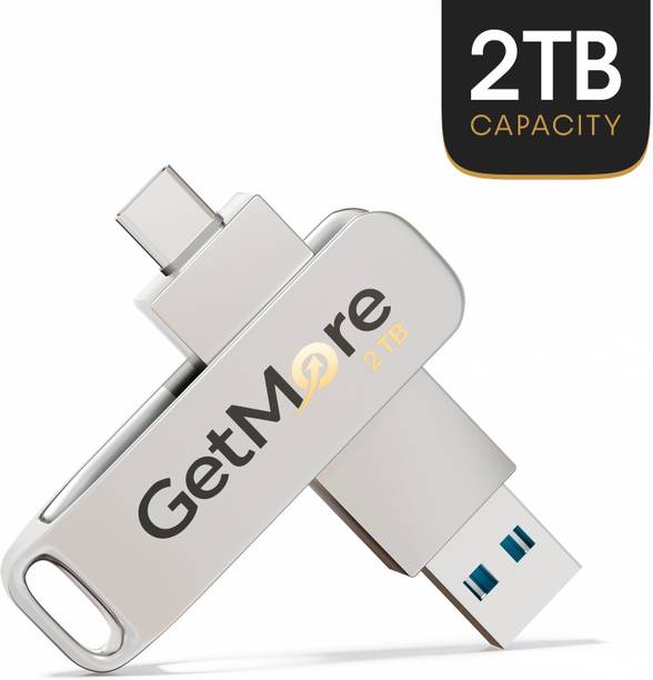 Getmor computer storage type-C and usb type-A 2 TB OTG Drive Compatible with Desktop Computer, Laptop, Mobile, Television, Audio Player USB 3.0 Metal Case