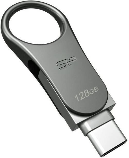 Silicon Power Mobile C80 128 GB OTG Drive Compatible with Desktop Computer, Laptop USB 3.2 Metal Case