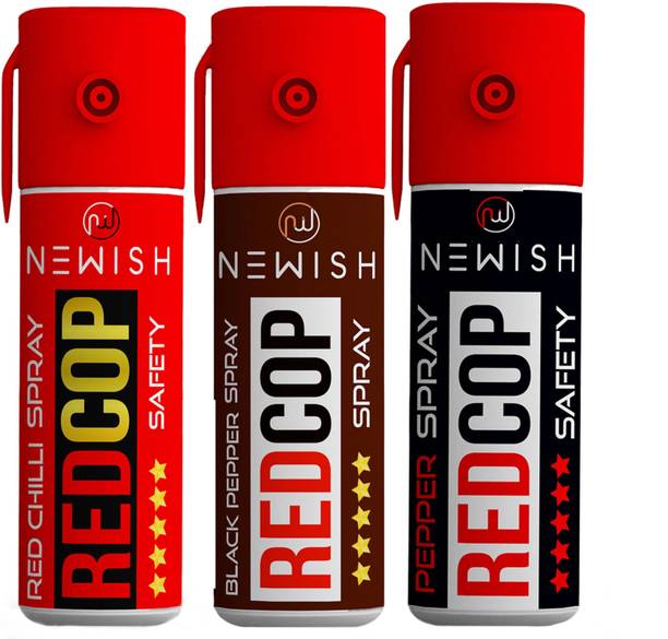NEWISH Safety Pepper Spray For Men & Women, Upto 15 Feet Range, Pack of 3 Pepper Stream Spray