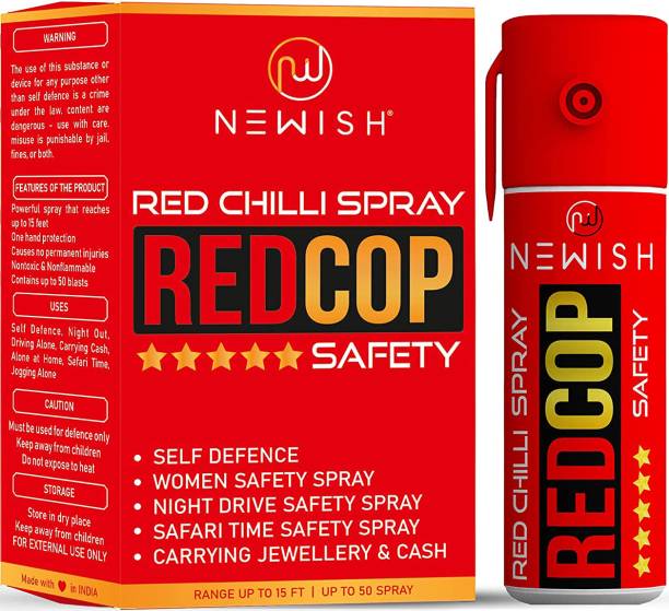 NEWISH : Powerful Red Chilli Pepper Spray Self Defence for Women 55 ml |50 Shots | Range upto -15 Feet Pepper Stream Spray