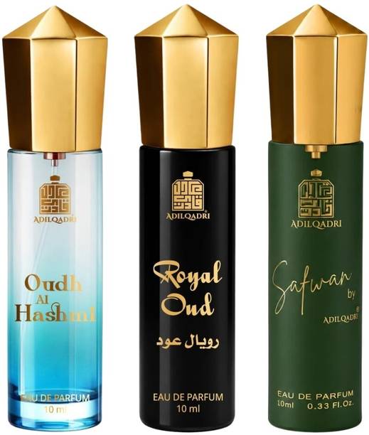 Adilqadri Oudh Al Hashmi,Royal Oudh & Safwan Perfume | Perfume Combo |Pocket Size 3 X 10ml Eau de Parfum  -  30 ml